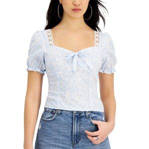 Crave Fame Juniors' Smocked Front Bow Top